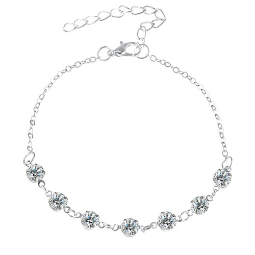 European and American cross-border accessories Summer simple fashion anklets Rhinestone hoop single-layer anklets