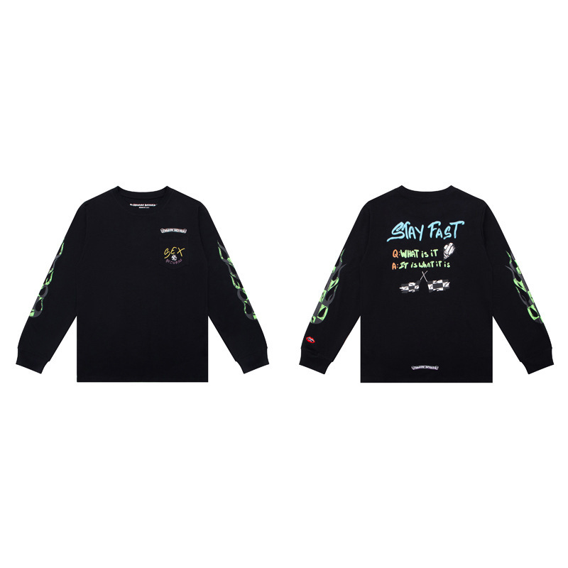 クロスボーダーのトレンディなブランド Chrome Heart 長袖 T シャツ ピュアコットン メンズ レディース ルーズスポット卸売|undefined
