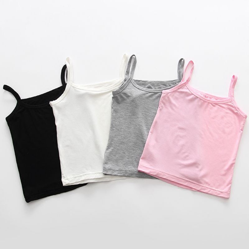 Niñas Sling chaleco en color sólido cebado chaqueta sin mangas de los niños bebé verano desgaste algodón pequeño Halter suéter