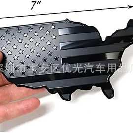 美国地图金属车贴 黑色国旗汽车金属铝贴3D车标 卡车车贴7