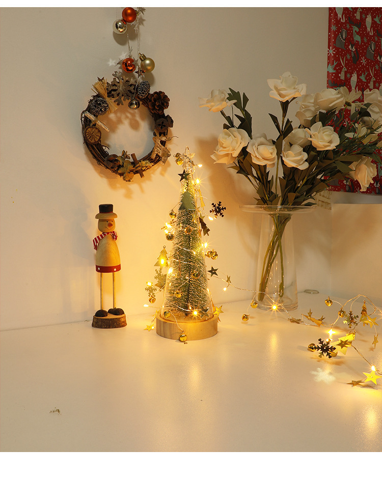 跨境热销LED灯 圣诞树铃铛雪花金色球灯串 卧室温馨装饰节日彩灯详情3