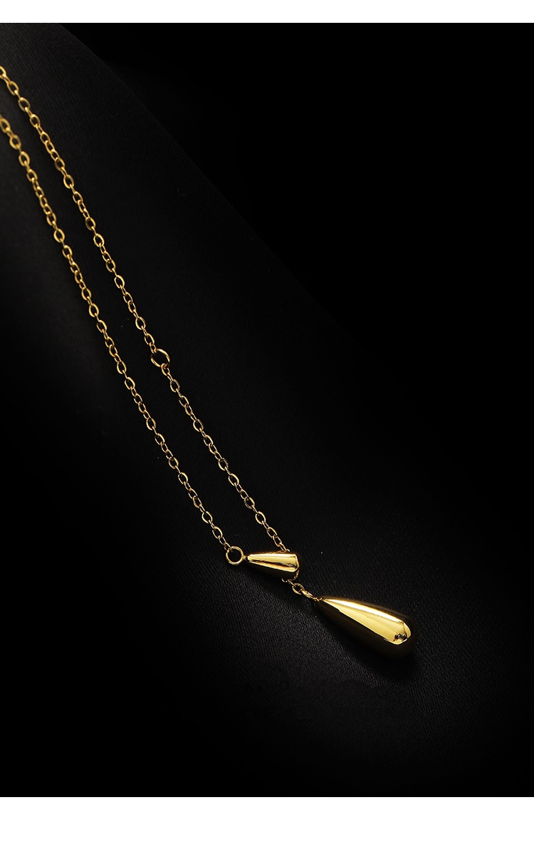 6g Weight Pendant Necklace Classification 1 Piece Quantity Daily Occasion Titanium Steel Material Water Droplets Pattern Women'S Gender Plating Design Fashion Style Fashion Water Droplets Titanium Steel Plating Pendant Necklace 1 Piece 3