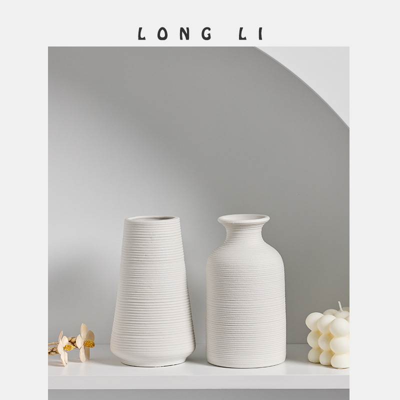 Longli ceramic flower ware ins wabi-sabi style Japanese home entrance ornaments decorative soft dried flowers small flower ware brushed