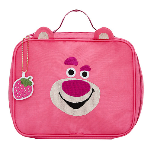 Strawberry Bear Three Eyes Cute Portable Cosmetic Bag Large Capacity Portable Cosmetic Storage Bag Washing Bag