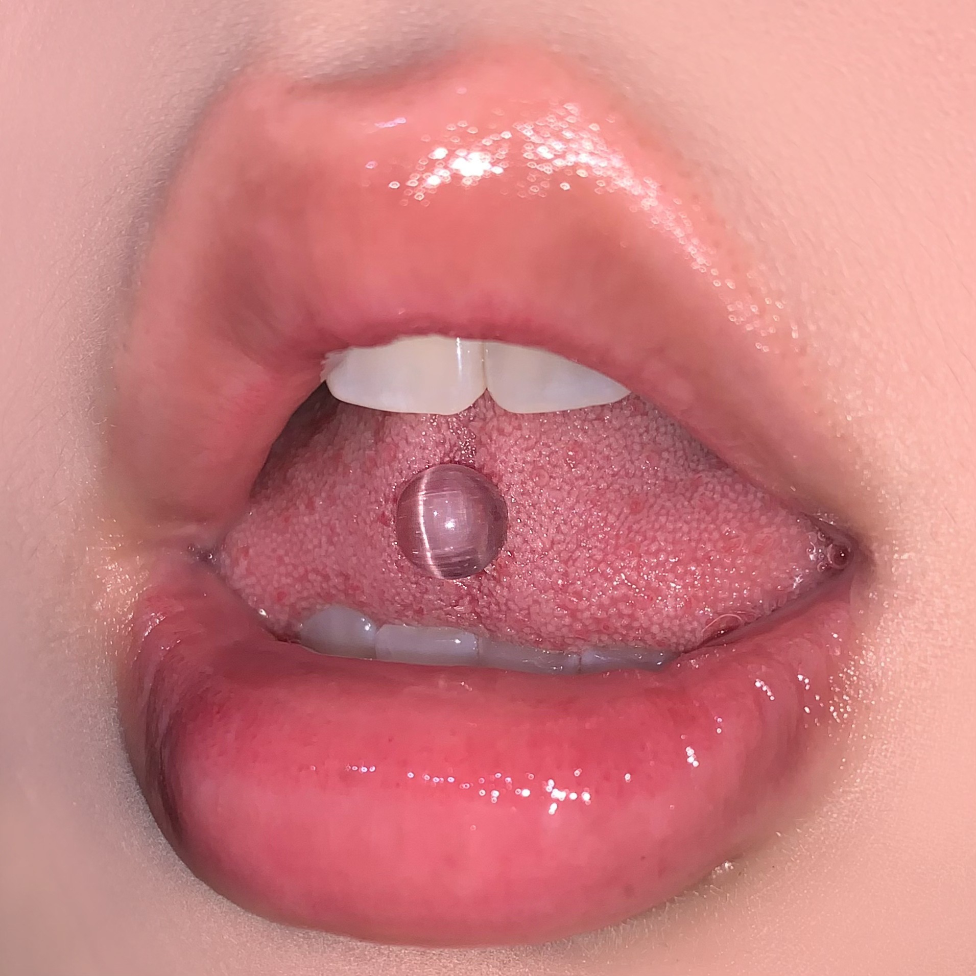 Pointed labret stud close-up product detail