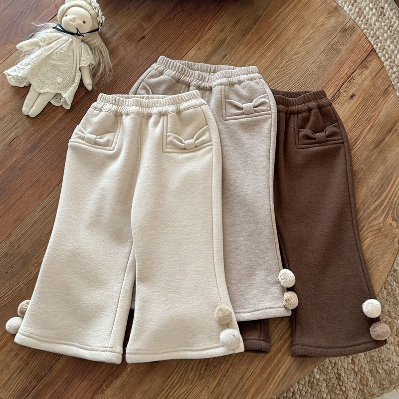 女宝宝秋冬加绒喇叭裤2025新款婴幼儿加厚裤子女童一体绒长裤 a类