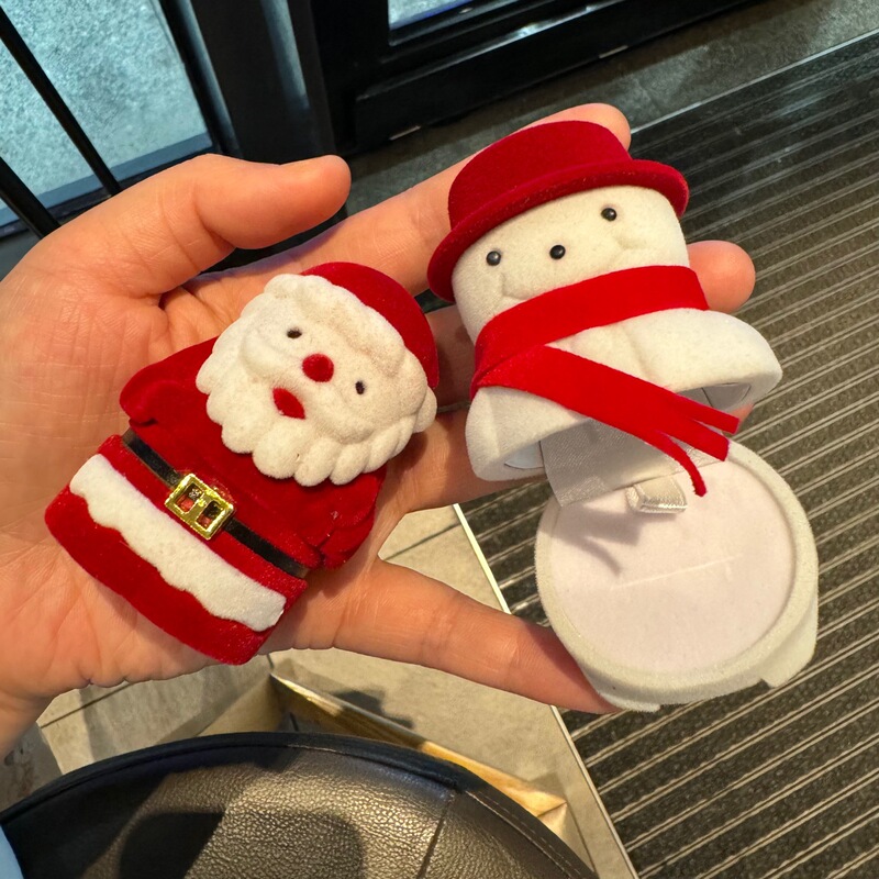 クリスマス祝日リングボックスサンタクロース雪だるまジュエリーボックスアクセサリーボックスクリエイティブ誕生日アクセサリーボックス|undefined