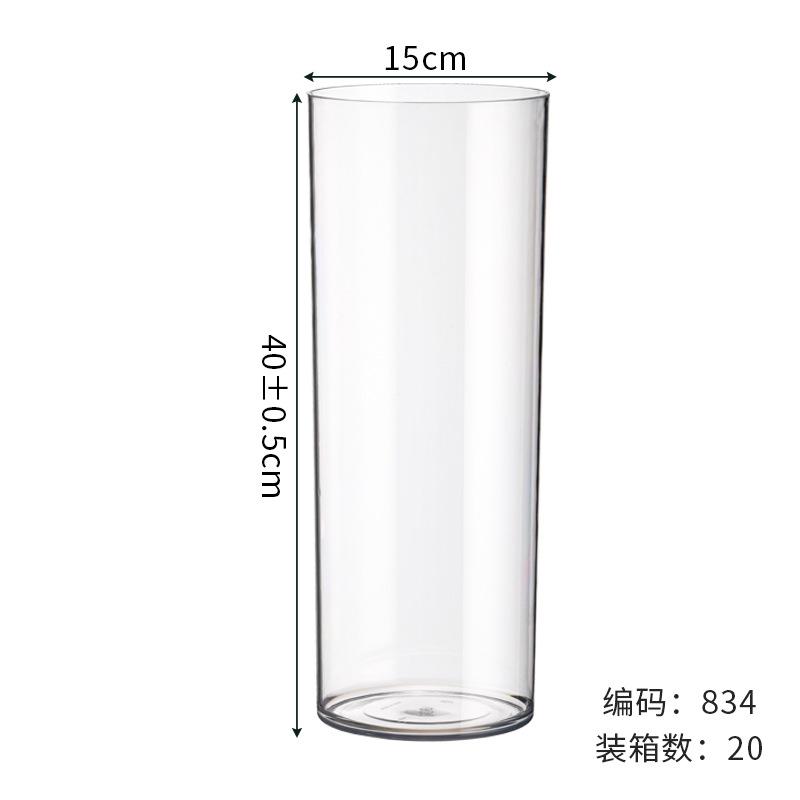 Jarrón de flores de plástico de sensación medieval de alta gama - Múltiples tamaños, alta transparencia, cubo despertador de flores, a prueba de caídas, imitación de vidrio, cubo para floristería/flores frescas