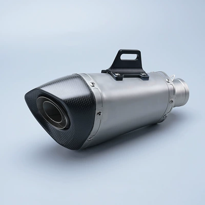 Modified Exhaust Pipe with Racing: Motorcycle exhaust pipe - tx-big-money-matte-carbon-head-black-hanging-ear-silver