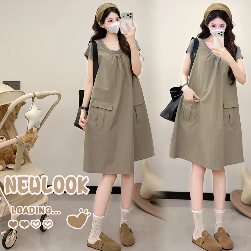 Maternity Summer Outfit Set Trendy Mom New Korean Style Casual Loose Youthful Workwear Vest Dress Two-Piece Set Maternity Summer Outfit Set Trendy Mom New Korean Style Casual Loose Youthful Workwear Vest Dress Two-Piece Set