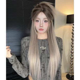 Xuchang Wig for Women, Lace Front, Long Straight Hair, Gradient Asian Style, Summer New Natural Temperament Full Headpiece