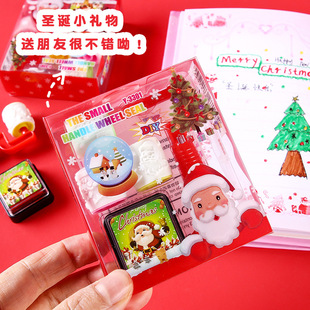 Christmas Small Gift Creative Christmas Roller Seal Kindergarten Class Gift Ink Pad Roller Brush Seal Stationery