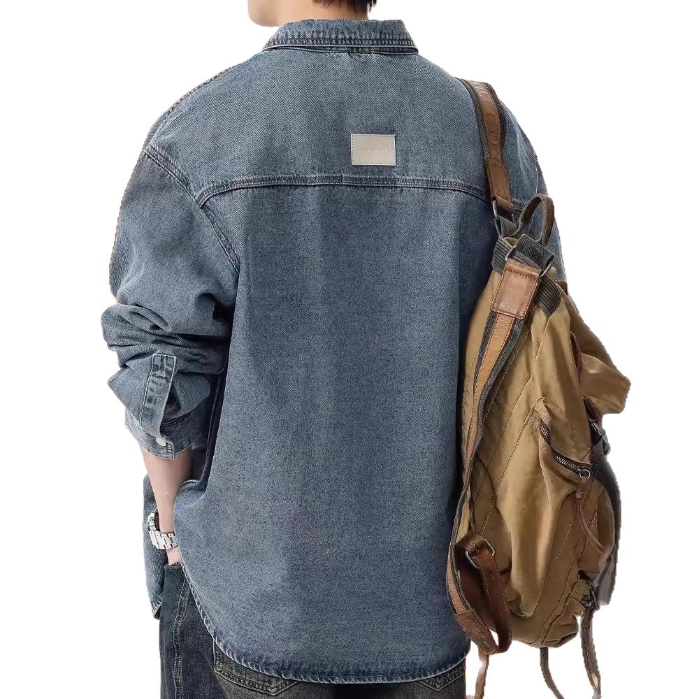Herr skjortjacka i denim i robust workwear stil_voghion.com