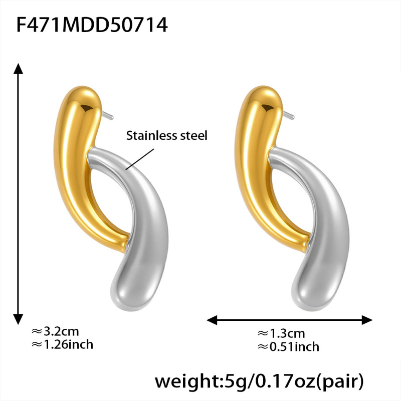 Mili ヨーロッパとアメリカの新しいウォータードロップカラーマッチングイヤリングハイエンドインイヤリングステンレス鋼 18K ゴールドクロスボーダーイヤリング卸売|undefined