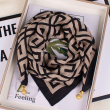 新款磁吸扣丝巾方巾高级感女时尚百搭小方巾韩版空姐职业领巾护颈