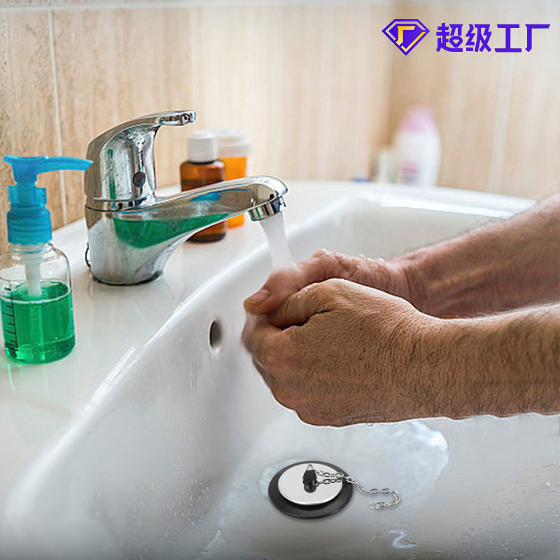 Tapón de la bañera, inodoro, desodorante, sellado, desagüe de piso, resistente a la corrosión, no deformable, tapón de lías de agua de alcantarillado con cadena