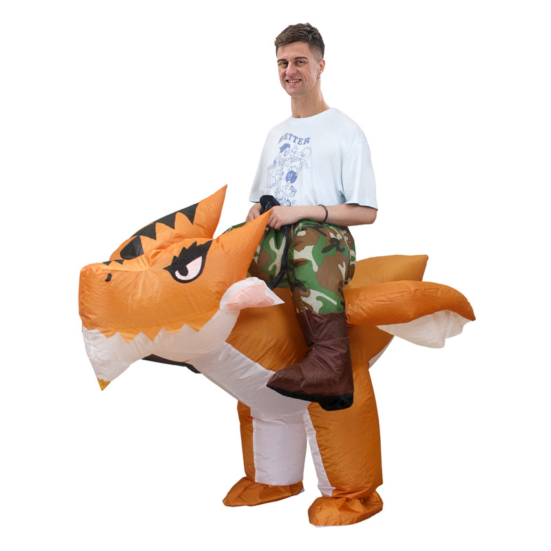 Venta caliente Traje inflable transfronterizo Dinosaurio de Halloween Alien Tyrannosaurus Rex Dress Up Ropa de actuación divertida Decoración de fiesta