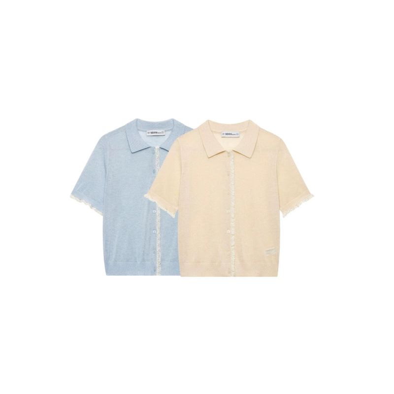 European and American foreign trade cross-border women's clothing 2026 summer new fashion slim-fit lace short-sleeve knitted jacket European and American foreign trade cross-border women's clothing 2026 summer new fashion slim-fit lace short-sleeve knitted jacket