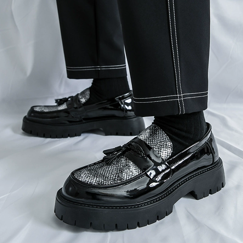 Мужские кожаные туфли больших размеров с толстой подошвой и кисточками, весна-осень 2025, новый британский стиль, мокасины без застежек