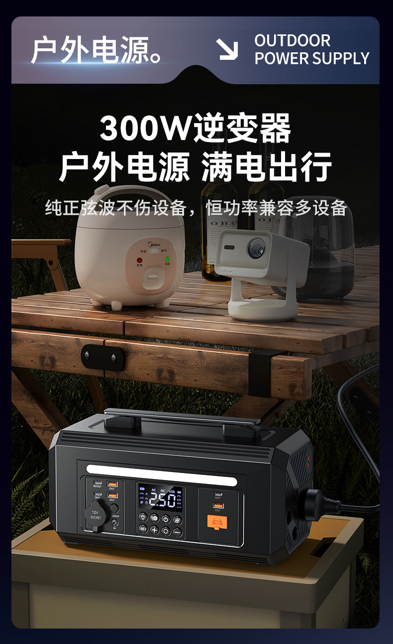 Buwei Portable Outdoor Mobile Power Supply Large Capacity Car Air Pump with Power Bank for Stall Setting and Self-Driving Tour Emergency