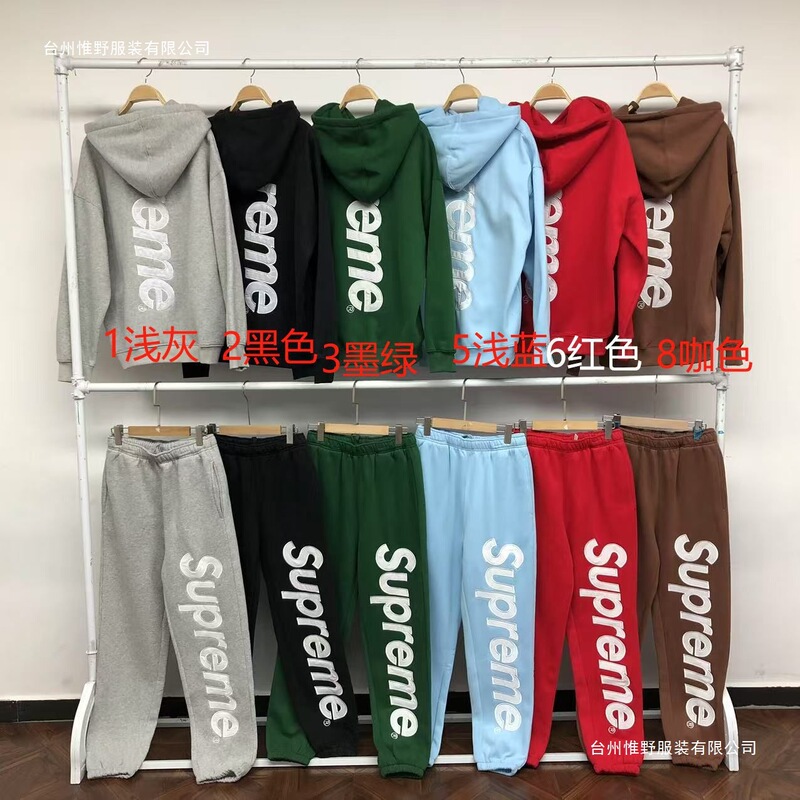 Cross-border authentic foreign trade original Sup patch logo embroidered heavyweight sweatshirt set for men, popular on Instagram, autumn and winter style Cross-border authentic foreign trade original Sup patch logo embroidered heavyweight sweatshirt set for men, popular on Instagram, autumn and winter style