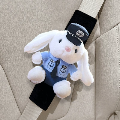 Seat belt shoulder pad | Doll Shoulder Belt Sleeve - blue-police-rabbit-ice-silk-shoulder-pads-1-pack