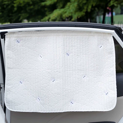 Car curtains | cup side window car side - bunny-embroidered-quilted-edged-curtains