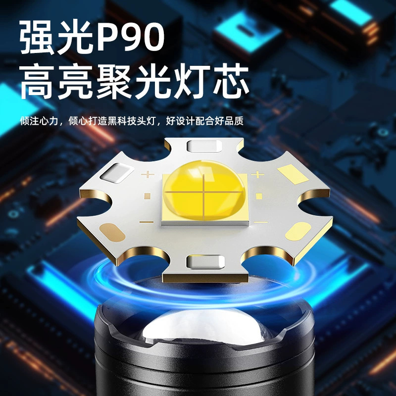強力な光充電式ハイパワー懐中電灯マルチ光源デジタルディスプレイ取り外し可能なポータブルライト緊急サーチライト卸売|undefined