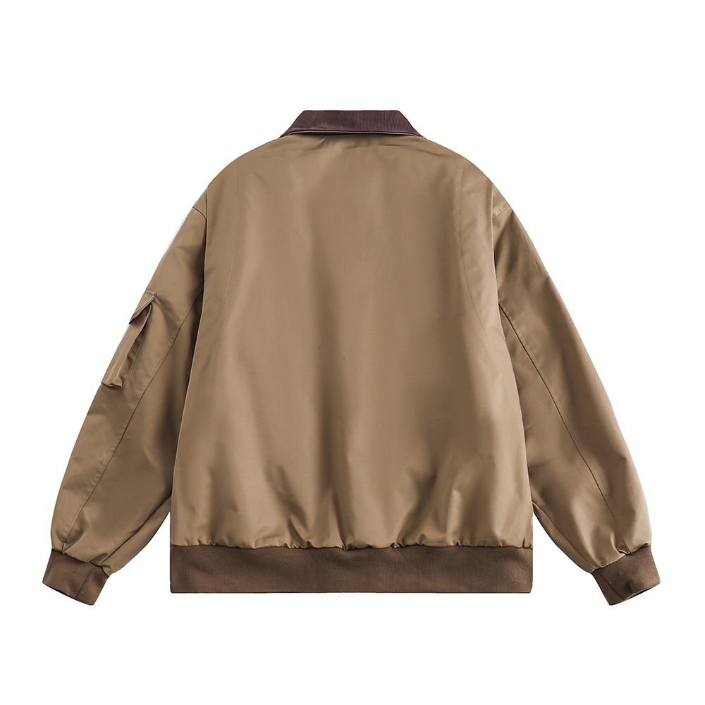 Stylische Arbeitsjacke für Herren – Übergroßer Streetwear-Mantel mit kontrastierendem Kragen und Knopfdesign | Punk-Ästhetik | Polyester | Lässige Oberbekleidung_voghion.com