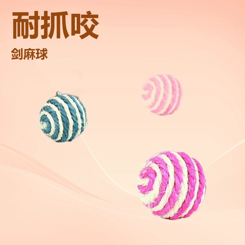 Спот сизалевый мяч 4 см со звуком, устойчивый к царапинам, интерактивный мяч для кошек, игрушка для питомцев, оптовая продажа.