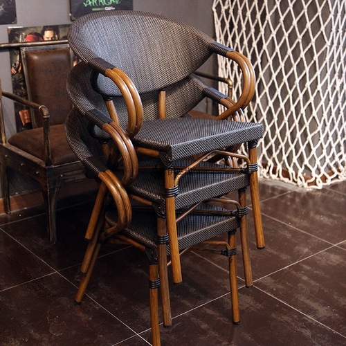 Outdoor table and chair set, patio balcony rattan chair three-piece combination, Buck outdoor milk tea shop outdoor cafe leisure chair