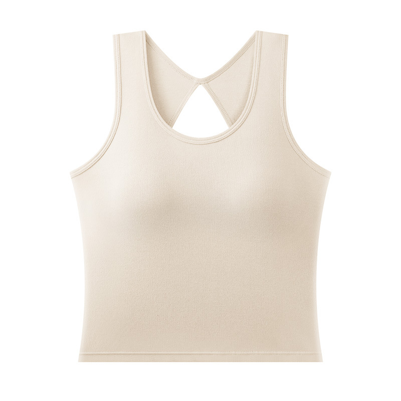 Primavera y verano chaleco de algodón con espalda hermosa para mujer con almohadilla para el pecho ropa interior sexy sin espalda chica caliente blusa corta sin mangas