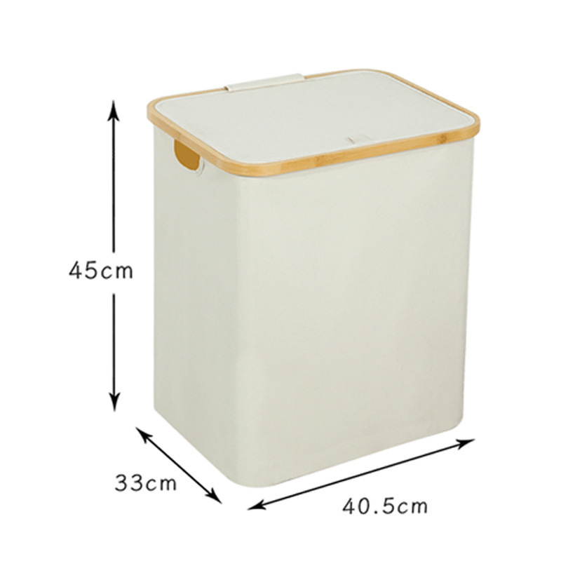 Cesta de ropa sucia transfronteriza con bolsillo interior con cubierta de bambú y madera plegable Cesta de almacenamiento de ropa sucia Cesta de ropa sucia