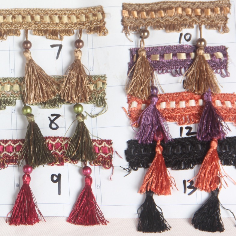 2017厂家批发新款珍珠吊球珠子窗帘l流苏花边 家纺辅料混批 JC31