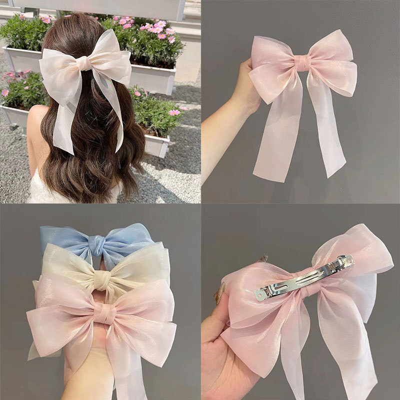 40g Weight Hair Clip Hair Accessories Type 1 Piece Quantity Daily Occasion Gauze Material Knot, Butterfly, Bow Knot Pattern Women's Gender Sweet Style Sweet Women's Knot Butterfly Bow Knot Gauze Hair Clip 1