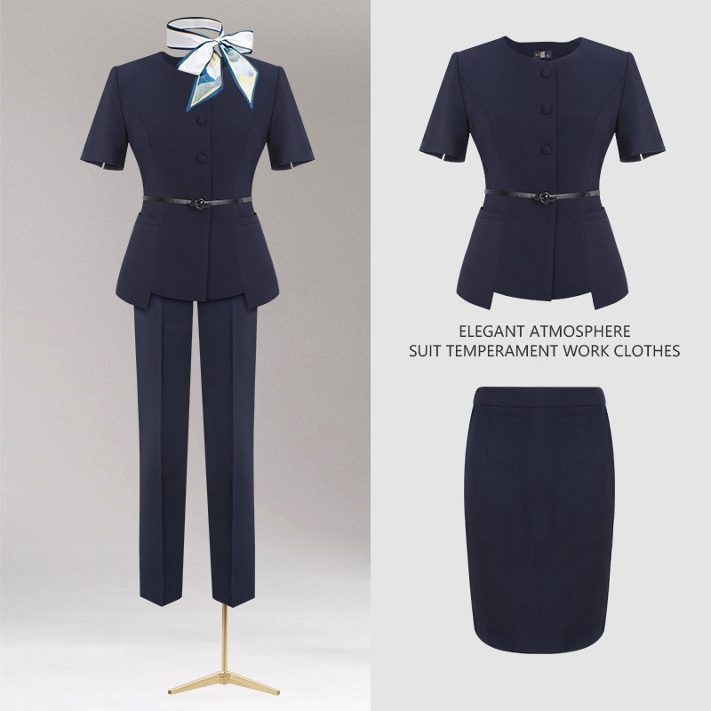 新款西装套装女夏季薄款气质修身医美珠宝前台酒店前台高端工作服