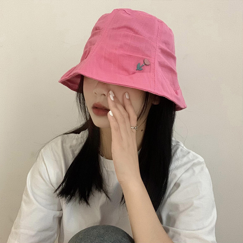 Sombrero de pescador plisado de flores para mujeres primavera y verano estilo japonés circunferencia de la cabeza grande sombrero de cubo a prueba de sol sombrero pequeño de aspecto facial