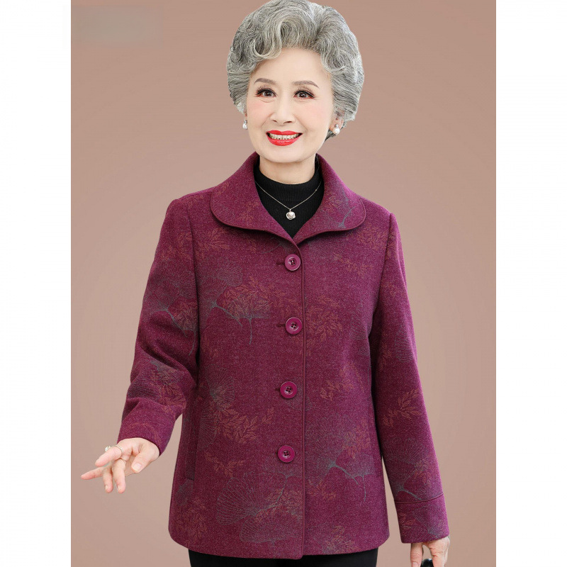 奶奶秋冬装老年人外套女中老年妈妈春秋季短款衣服老太太春上衣厚