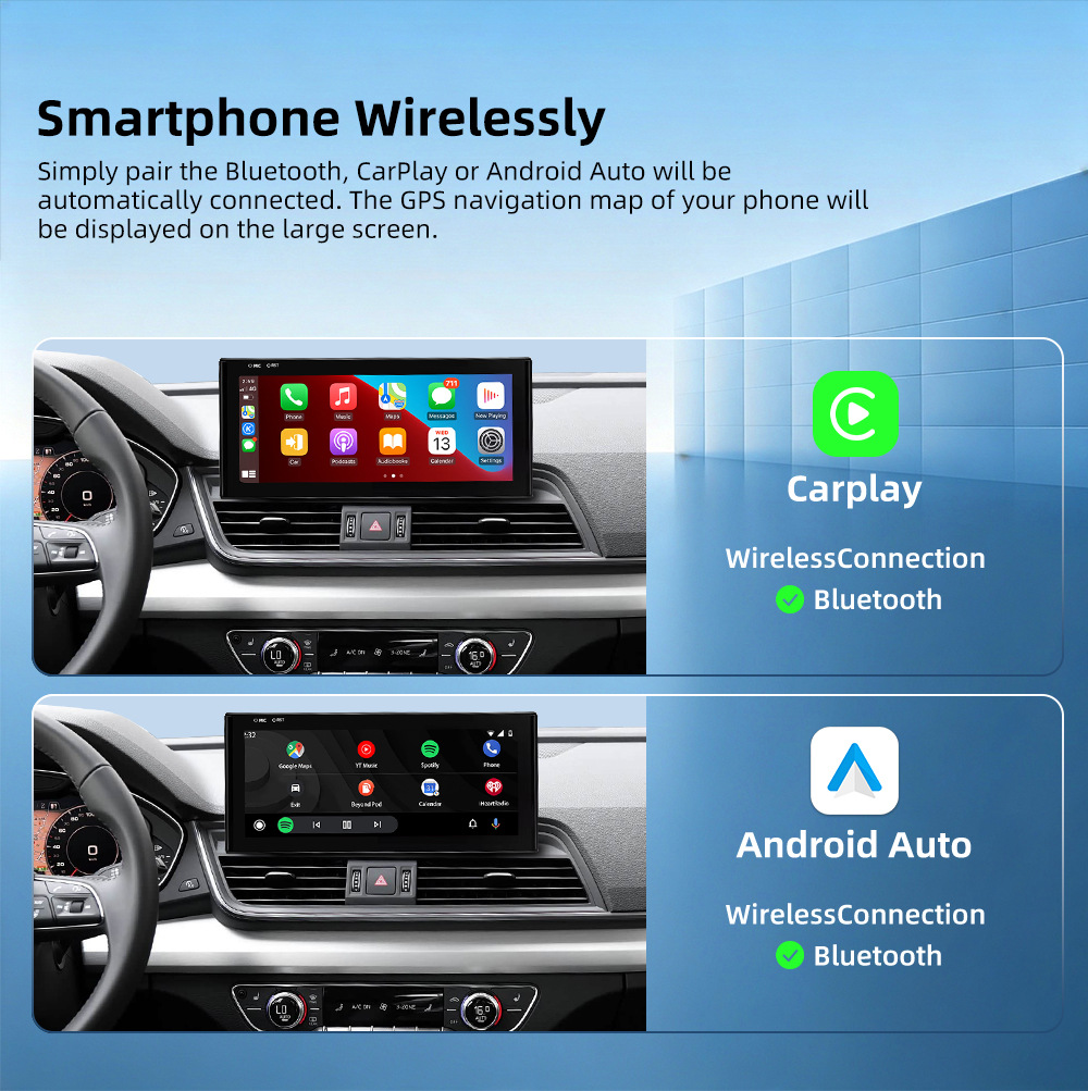 Large screen central control car navigation system compatible with Audi Q5L FY 2018-2021, Android wireless Carplay