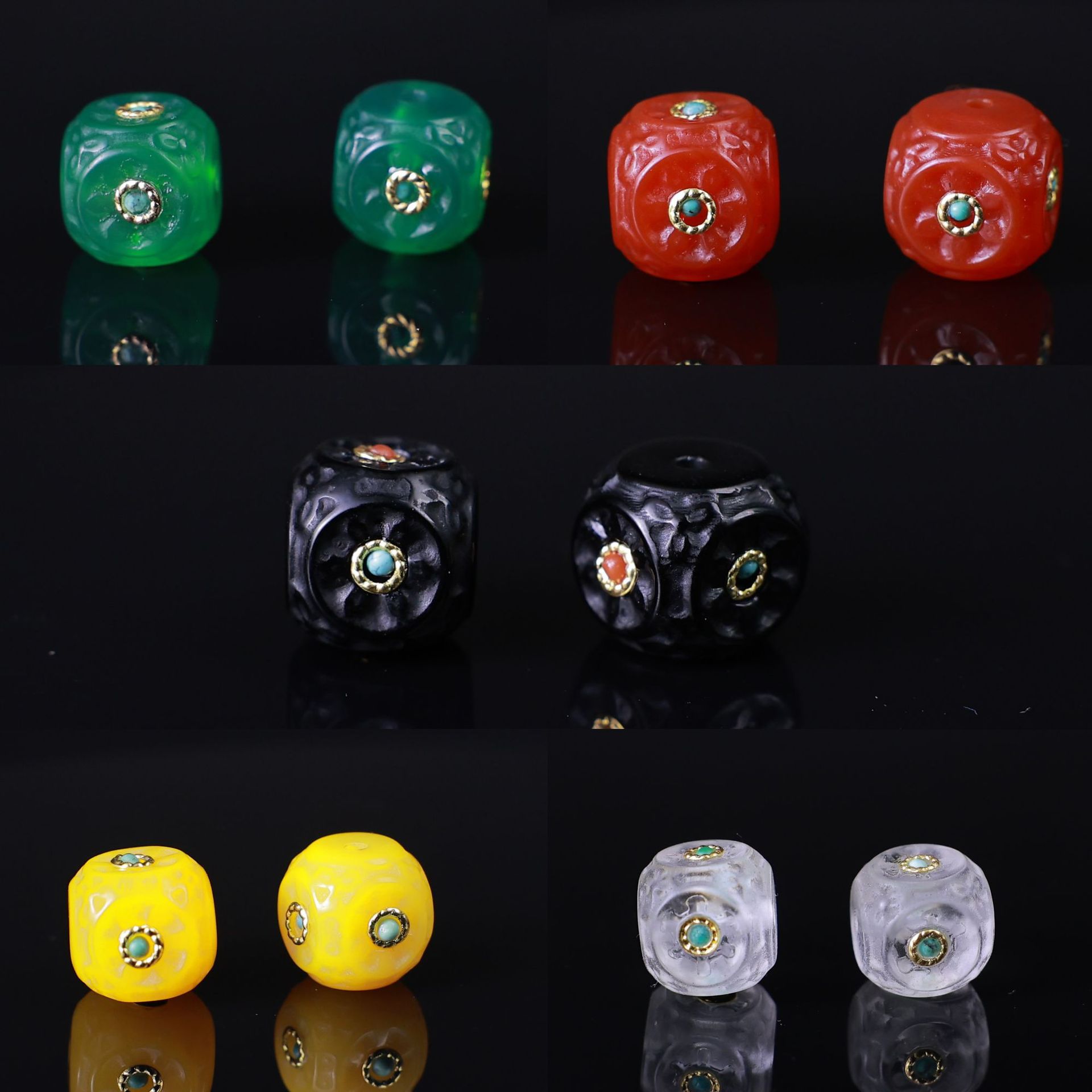 Agate Inlaid Spacer Beads, Decorative Beads, DIY Bracelet Accessories, Loose Beads, Wholesale and Dropshipping