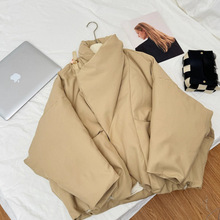 2025年冬季新款韩系短款棉服女大翻领设计感时尚宽松面包服外套