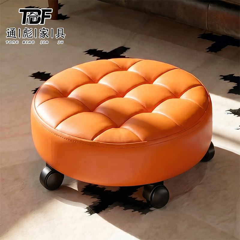 Rolling Low Stool with Wheels, Small Household Stool for Cleaning, Children's Soft Stool for Learning to Walk, Mobile Small Sofa Stool