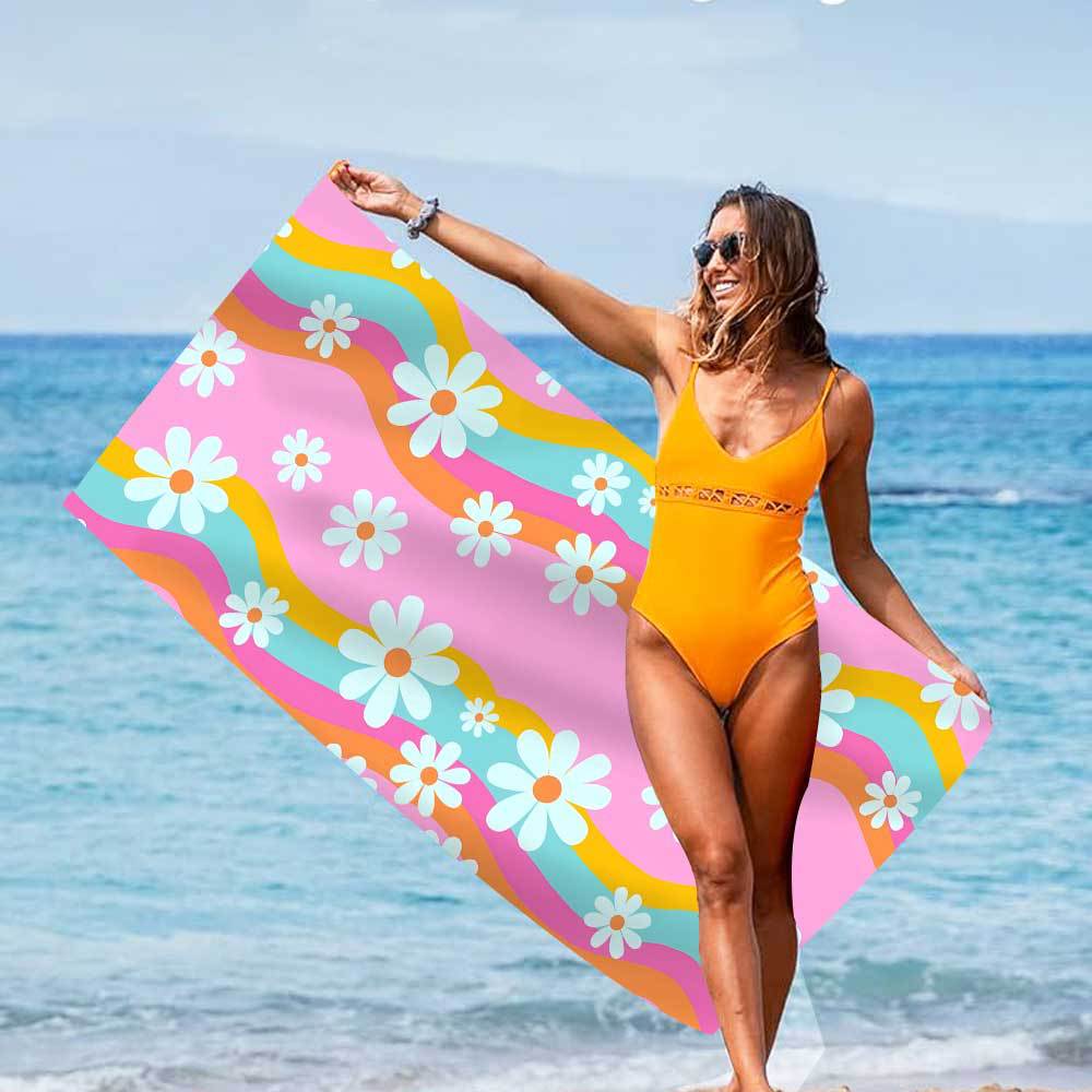 220g Weight Beach towel Home Textiles & Decor Type Superfine Fiber Material Heart Shape, Smiley Face, Flower Pattern Cute Style Cute Heart Shape Smiley Face Flower Superfine Fiber Beach Towel Towels 无