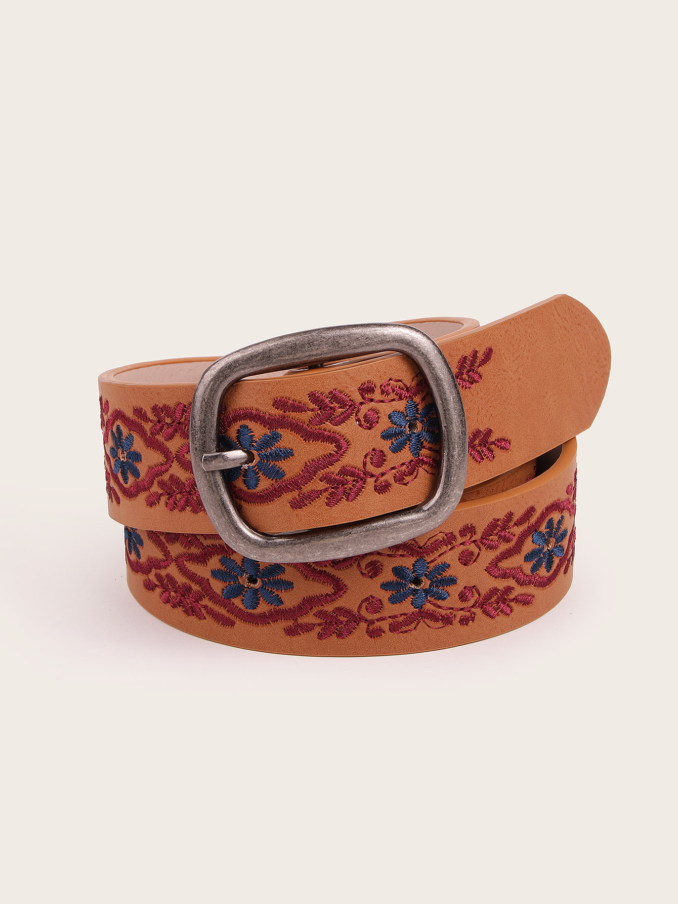 Retro Ethnic Style Geometric Pu Leather Alloy Embroidery Women's Leather Belts display picture 4