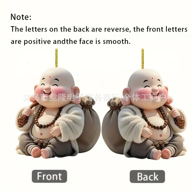 2D creativo nuevo estilo de decoración de vacaciones de Buda gordo pequeño colgante de automóvil transfronterizo colgante de espejo retrovisor colgante de llaver colgante