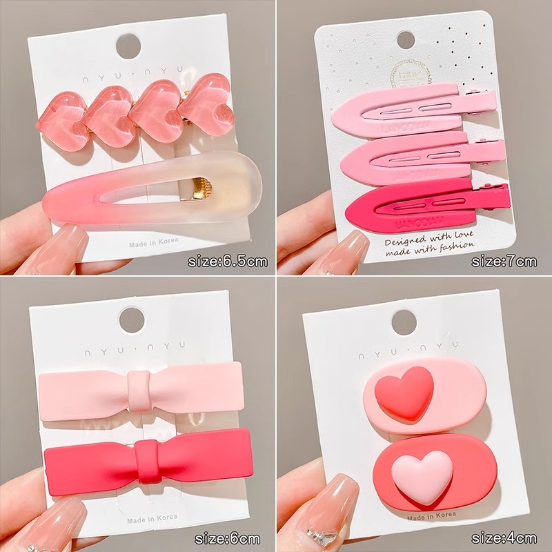 Linda niña amor 2025 nuevo estilo mezclar y combinar cabello roto clip de flequillo lateral clip de boca de pato clip de horquilla tocado al por mayor