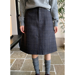 衣爾のシャツの伯徳さんのウールは厚い半身のスカートの女性の冬のa字は毛の高い腰のinsの質感の毛の中のスカートを磨いています。