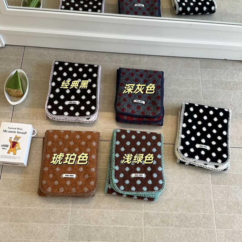 秋冬新款含羊毛小香风毛线锁边圆点围巾显白ins高颜值女学生保暖|undefined