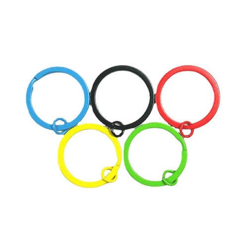 Cross-border color key ring, painted flat key ring with open ring and doudou diy handmade accessories