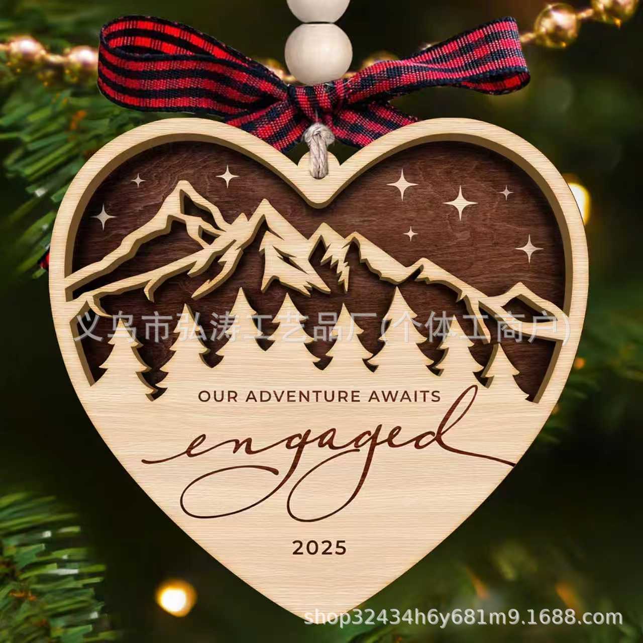 Decoración colgante 2026 nuevo mejor regalo de mudanza decoración de madera decoración para el hogar decoración del árbol de Navidad rojo